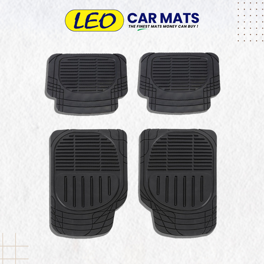 Leo Serrated Design Universal Car Mats (Black) Set of 4