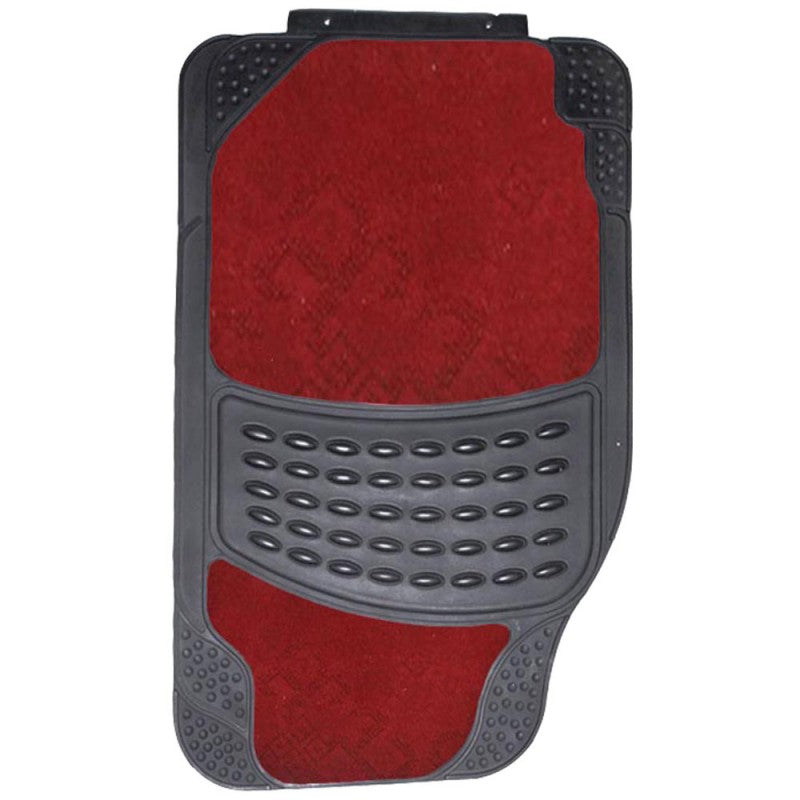 Leo Serrated Design with red carpet Car Mats (Red) Set of 4 for Hyundai Elite i20