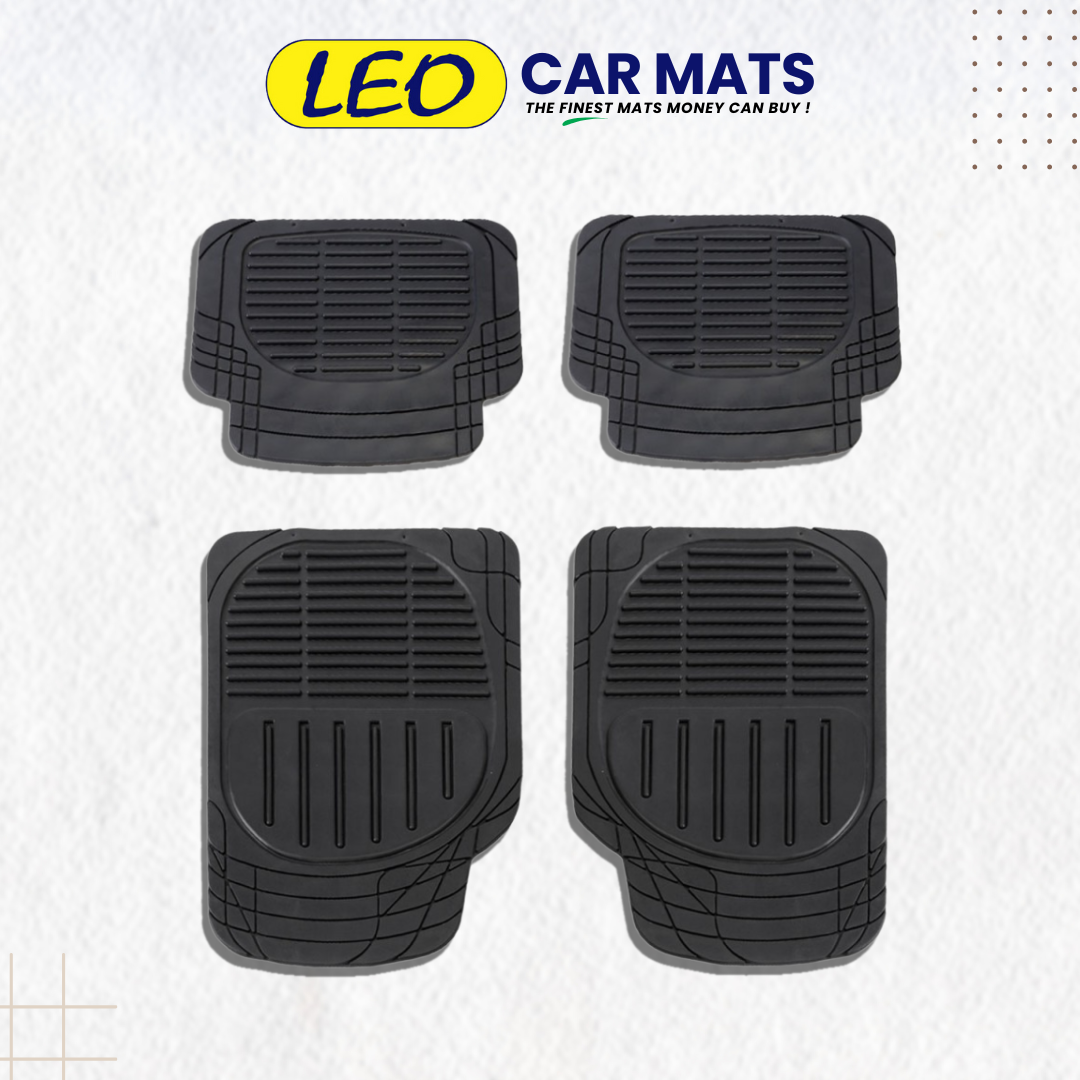 Leo Serrated Design Universal Car Mats (Black) Set of 4