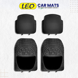 Leo Luxury Carpet Universal CAR MAT- Black (4-Piece Set)