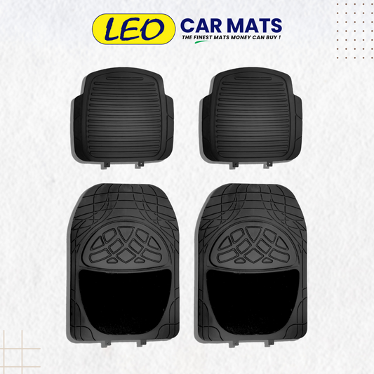 Leo Luxury Carpet Universal CAR MAT- Black (4-Piece Set)